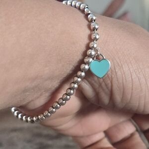 Return to Tiffany®Bead Bracelet in Silver, Tiffany Blue® with a Diamond, 4mm
